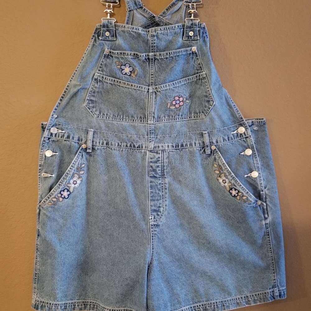 Jean Overalls With Embroidery Embellishments